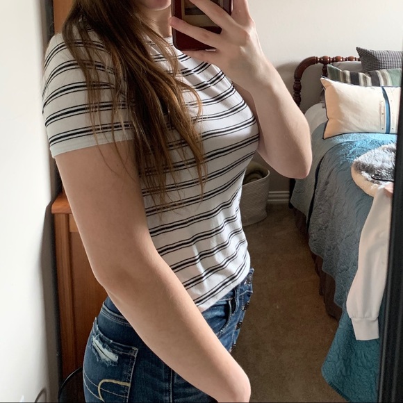 white and black striped top - Picture 5 of 5